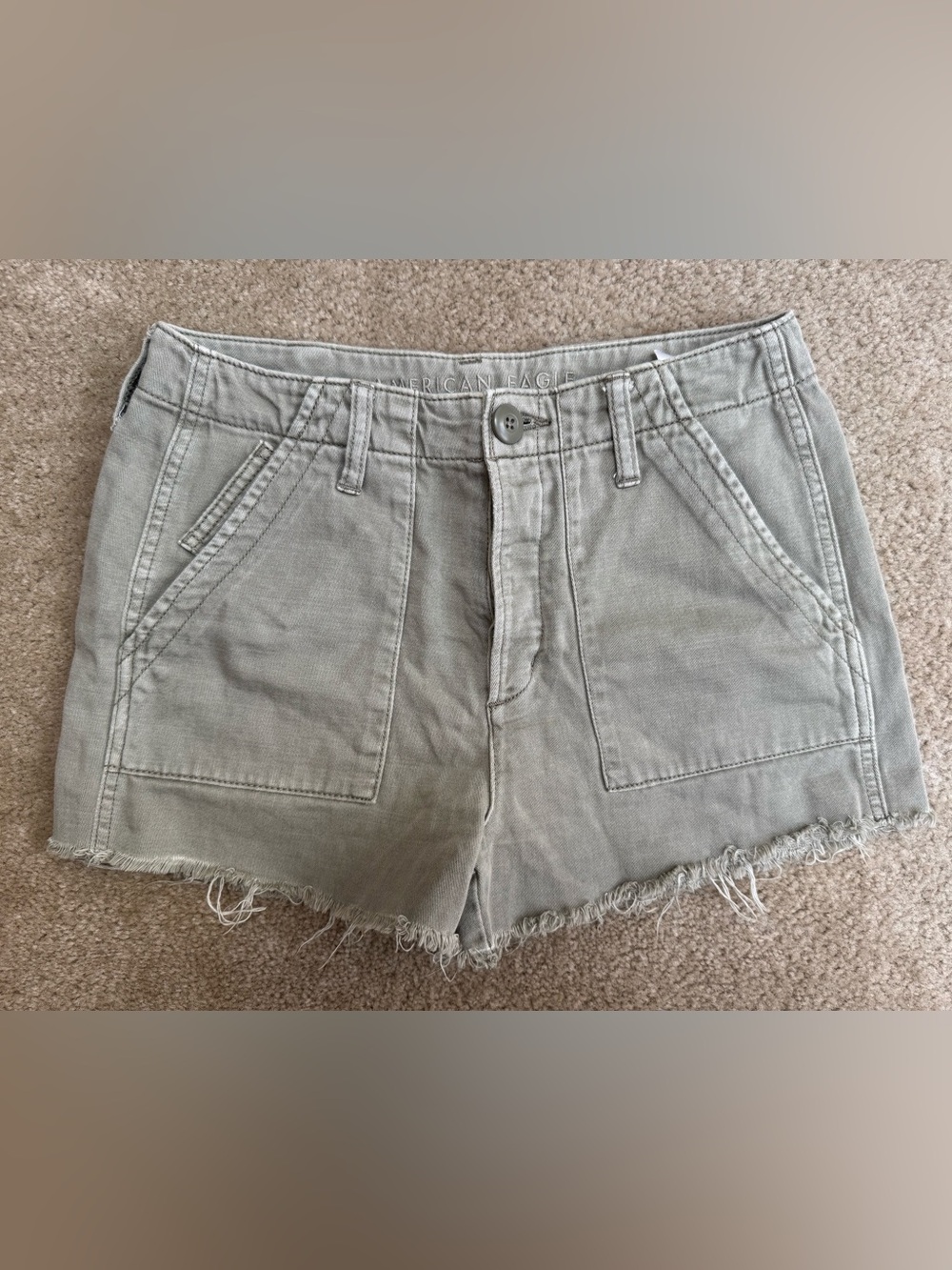 American Eagle Outfitters Sz 2 Olive Utility Cutoff Shorts